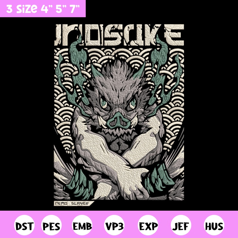 Inosuka poster Embroidery Design, Demon slayer Embroidery,Embroidery File,Anime Embroidery,Anime shirt,Digital download.jpg