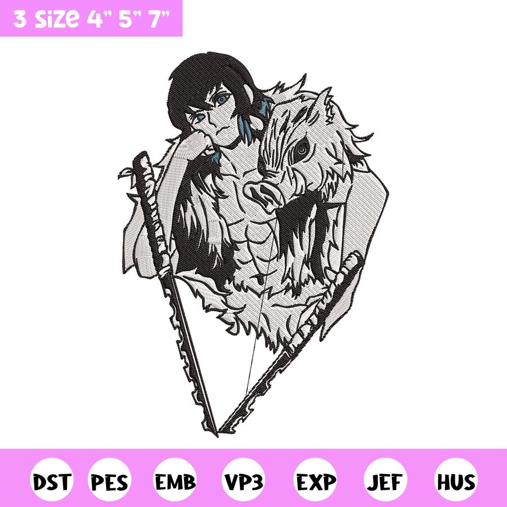 Inosuke poster Embroidery Design,Demon slayer Embroidery,Embroidery File,Anime Embroidery,Anime shirt, Digital download..jpg