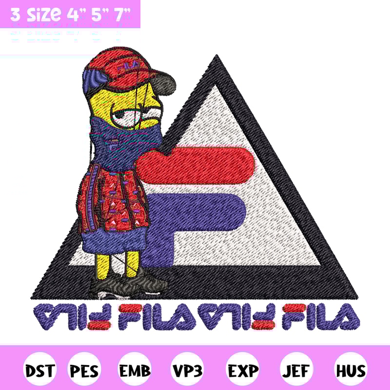 Bart Simpson Fila Embroidery design, Simpson Fila Embroidery, logo design, Embroidery File, Fila logo, Instant download..jpg