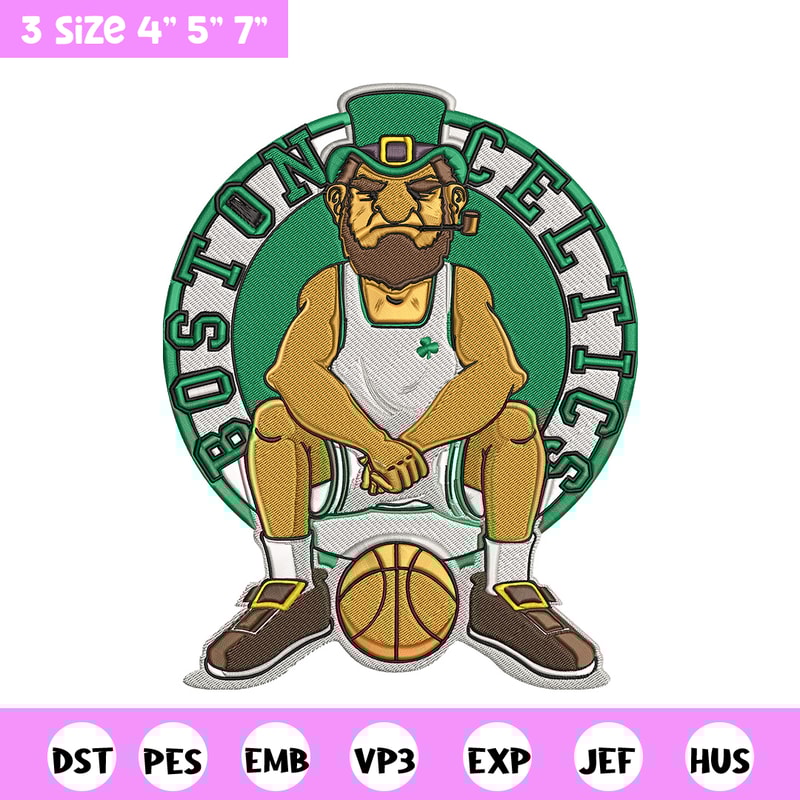 Boston Celtics mascot embroidery design, NBA embroidery, Sport embroidery, Logo sport embroidery, Embroidery design.jpg