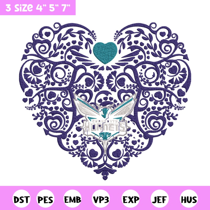 Charlotte Hornets heart embroidery design, NBA embroidery, Sport embroidery, Embroidery design, Logo sport embroidery..jpg