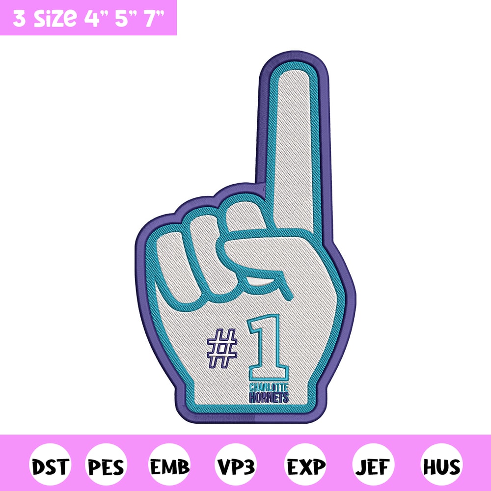 Charlotte Hornets NO 1 embroidery design, NBA embroidery, Sport embroidery, Embroidery design, Logo sport embroidery.jpg