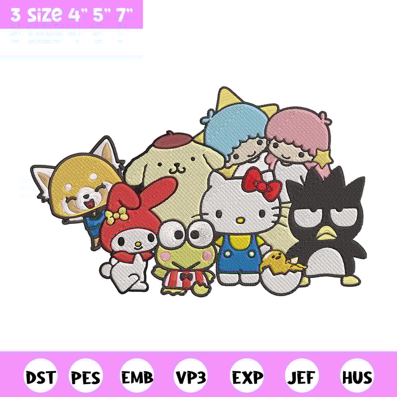 Hello Kitty friends Embroidery Design, Hello kitty Embroidery, Embroidery File, Anime Embroidery, Digital download.jpg