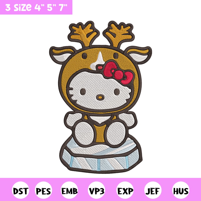 Hello kitty reineer Embroidery Design, Hello kitty Embroidery, Embroidery File, Anime Embroidery, Digital download.jpg