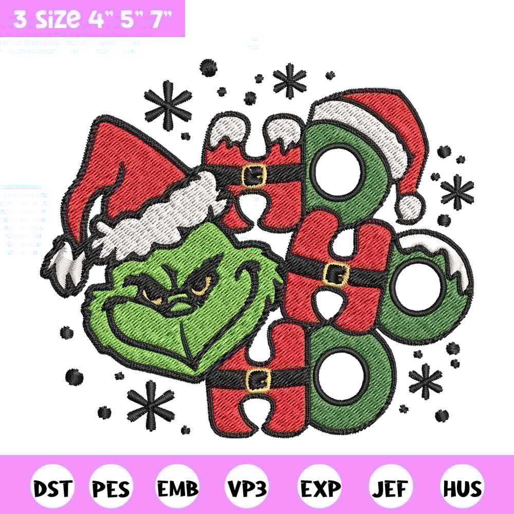 Ho Ho Ho The Grinch Embroidery design, Grinch christmas Embroidery, Grinch design, Embroidery File, Instant download..jpg
