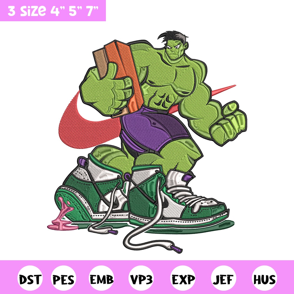 Hulk x nike Embroidery Design, Marvel Embroidery, Embroidery File, Nike Embroidery, Anime shirt, Digital download.jpg