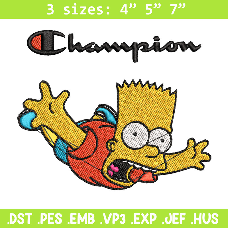 Bart Simpson Champion Embroidery design, Simpson Embroidery, cartoon design, Embroidery File, Instant download..jpg