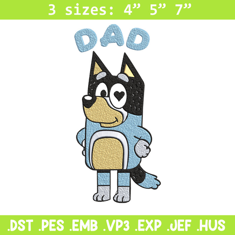 Bluey Dad Embroidery, Bandit Heeler Embroidery, Embroidery File, cartoon design, cartoon shirt, Digital download..jpg