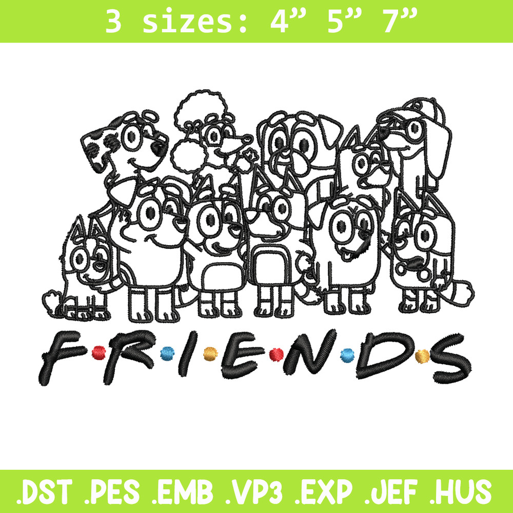 Bluey family Coloring Pages Embroidery, Bluey Embroidery, Embroidery File, cartoon design, logo shirt, Digital download..jpg