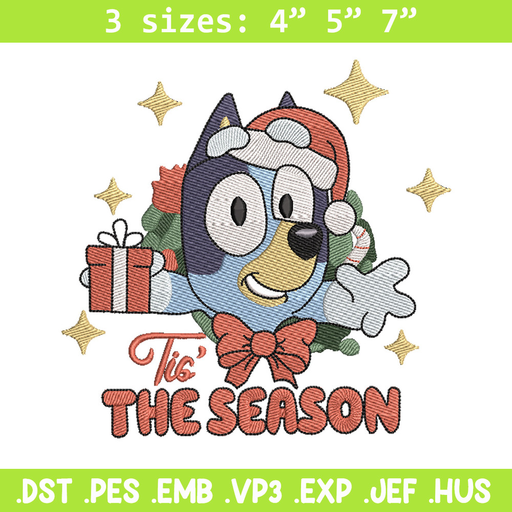 Bluey gift embroidery design, Bluey embroidery, Chrismas design, Embroidery file, Embroidery shirt, Digital download.jpg