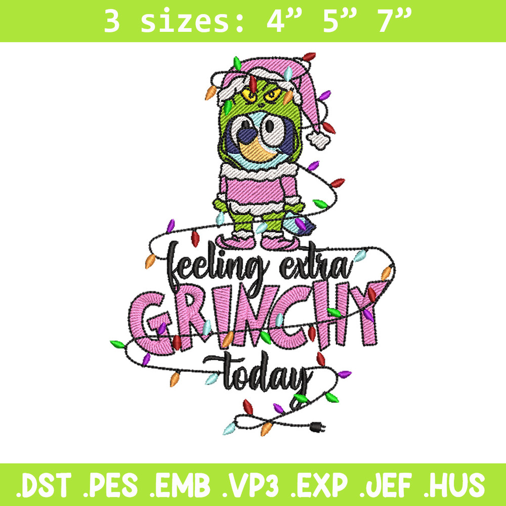 Bluey x grinch embroidery design, Bluey embroidery, Chrismas design, Embroidery file, Embroidery shirt, Digital download.jpg