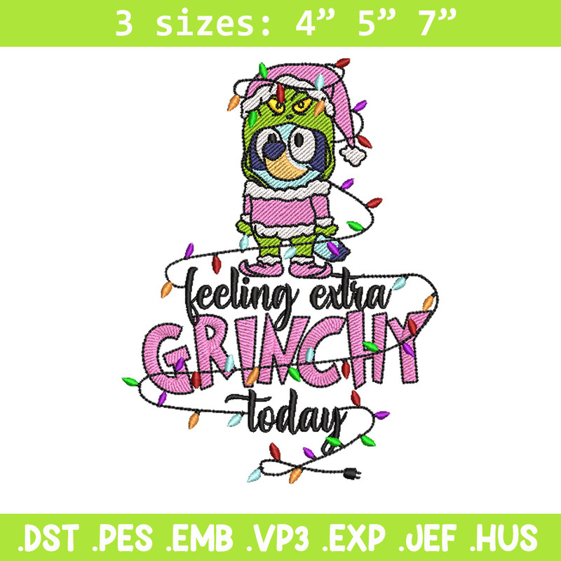 Bluey x grinch embroidery design, Bluey embroidery, Chrismas design, Embroidery file, Embroidery shirt, Digital download.jpg