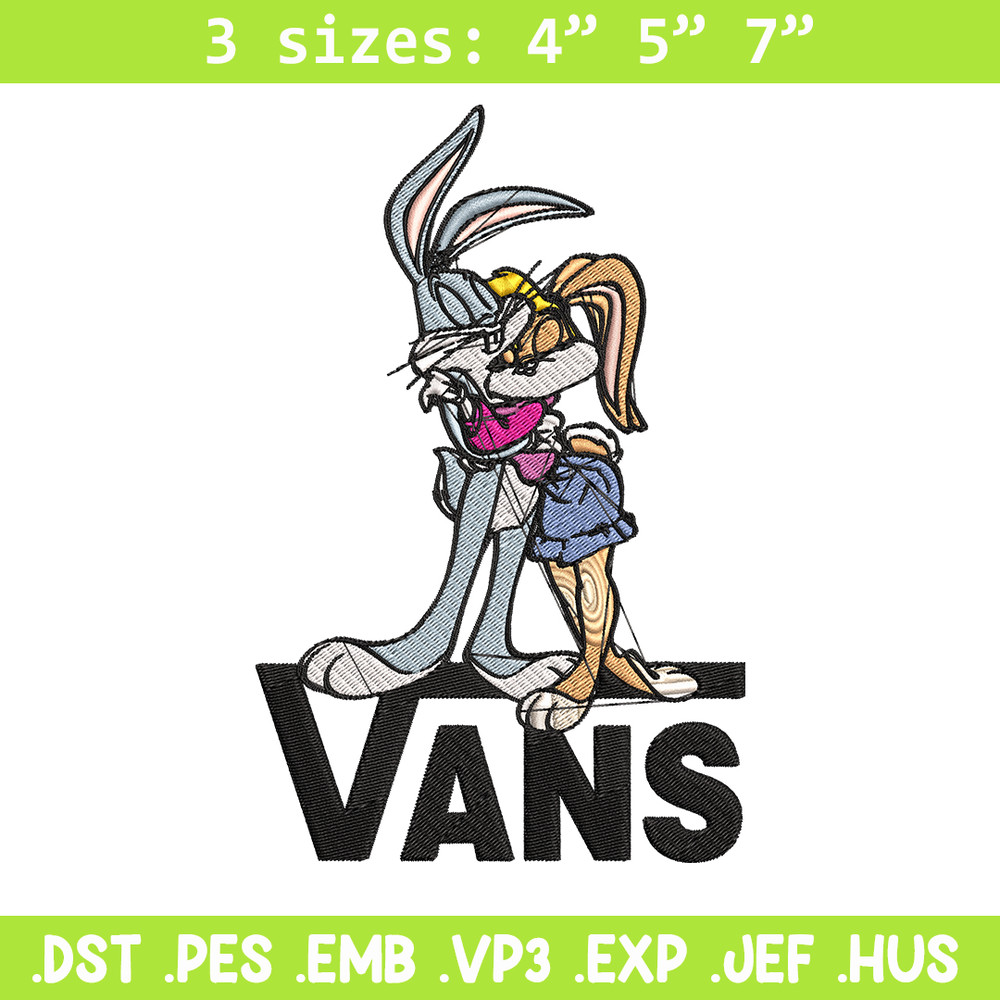 Bugs and Lola Bunny Vans Embroidery design, cartoon Embroidery, cartoon design, Embroidery File, Digital download..jpg