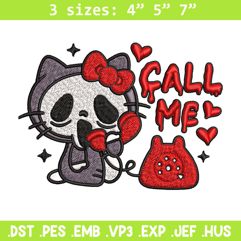 Call Me Scream Hello Kitty Embroidery design, Hallokitty Embroidery, cartoon design, Embroidery File, Digital download..jpg