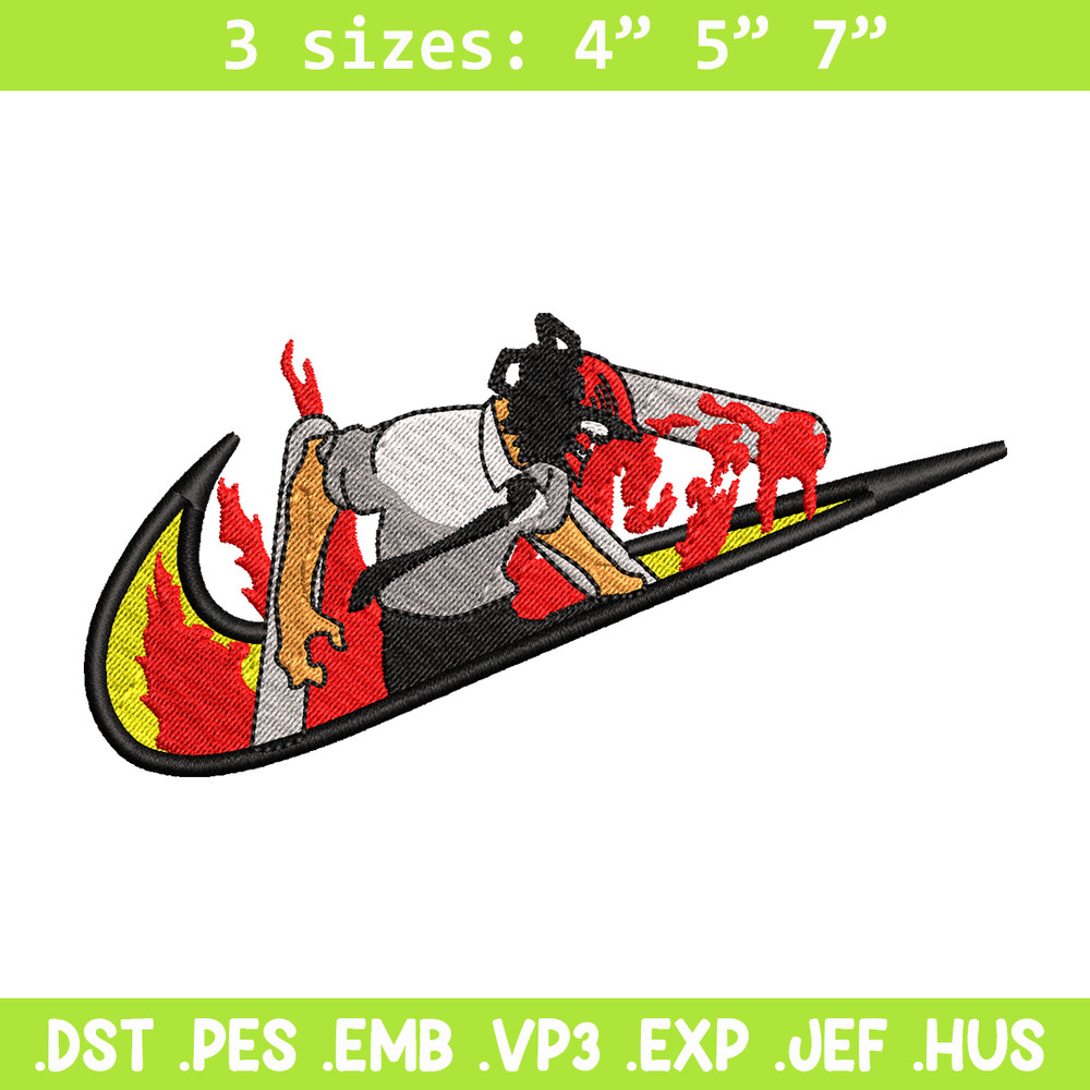 Chainsaw man Nike embroidery design, Chainsaw man embroidery, Nike design, anime design, anime shirt, Digital download.jpg