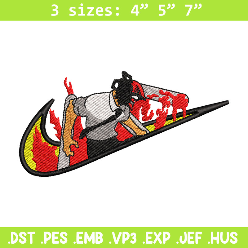 Chainsaw man Nike embroidery design, Chainsaw man embroidery, Nike design, anime design, anime shirt, Digital download.jpg