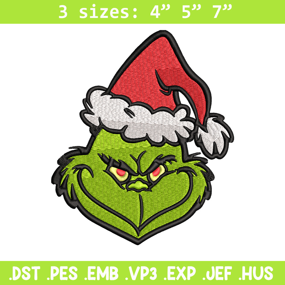 Christmas Grinch Face Embroidery design, Grinch christmas Embroidery, Embroidery File, Grinch design, Instant download..jpg
