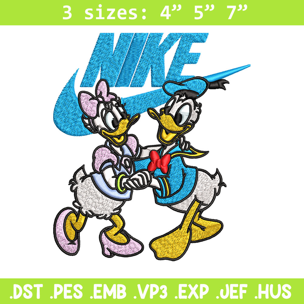 Daisy and Donald duck Nike Embroidery design, Cartoon Embroidery, Nike design, Embroidery file, Instant download.jpg