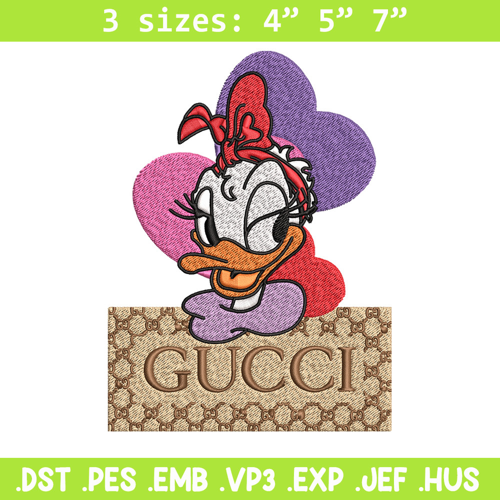 Daisy Donald Duck Gucci Embroidery design, Disney cartoon Embroidery, cartoon design, Embroidery File, Digital download.jpg