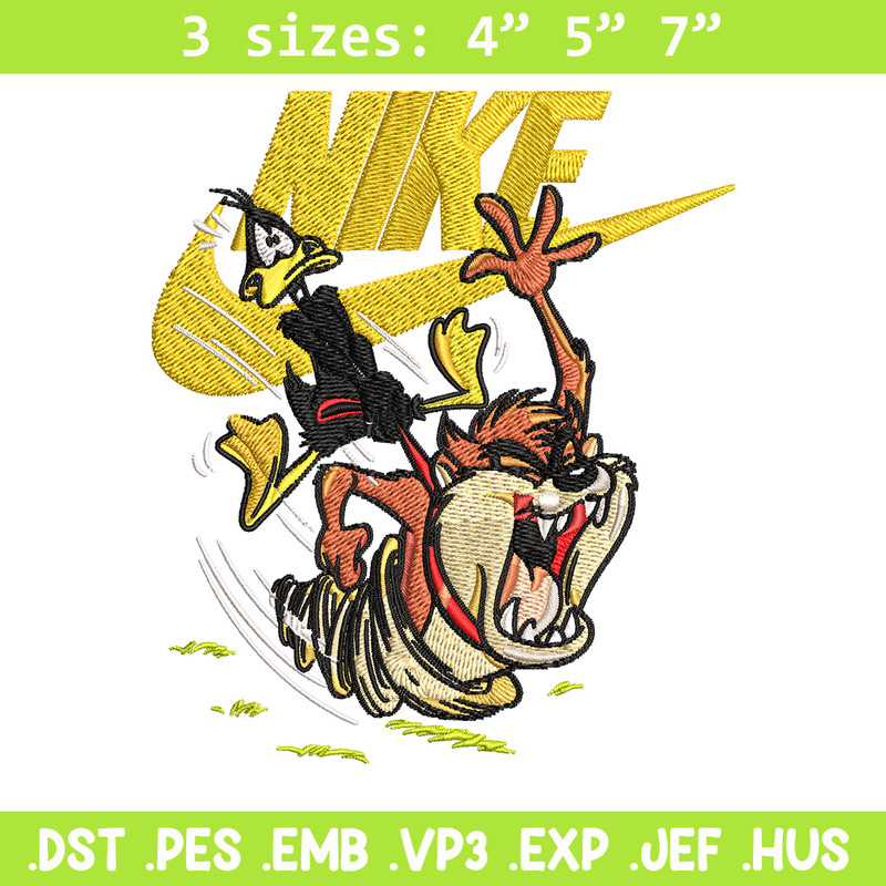 Duffy and Taz Nike Embroidery design, cartoon Embroidery, Nike design, Embroidery file, logo shirt, Instant download..jpg