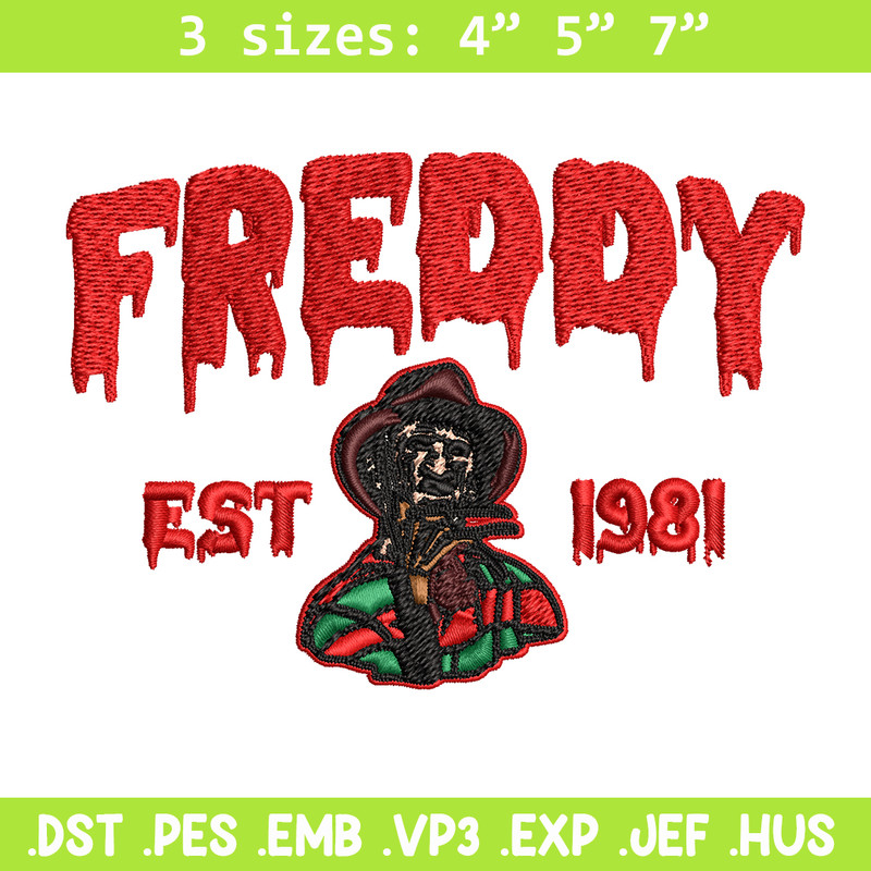Freddy Krueger Embroidery design, Freddy horror Embroidery, Embroidery File, horror design, Digital download..jpg