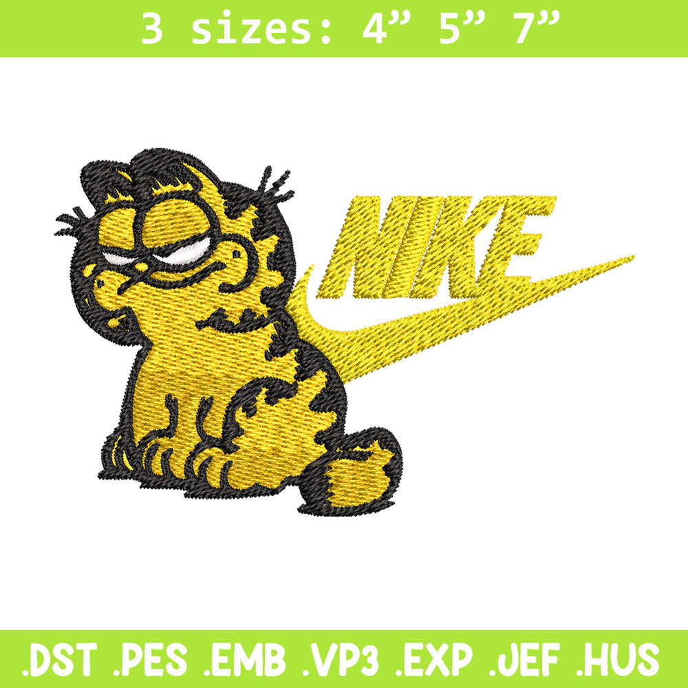 Garfield Nike Embroidery design, cartoon Embroidery, Nike design, Embroidery file, cartoon shirt, Instant download..jpg