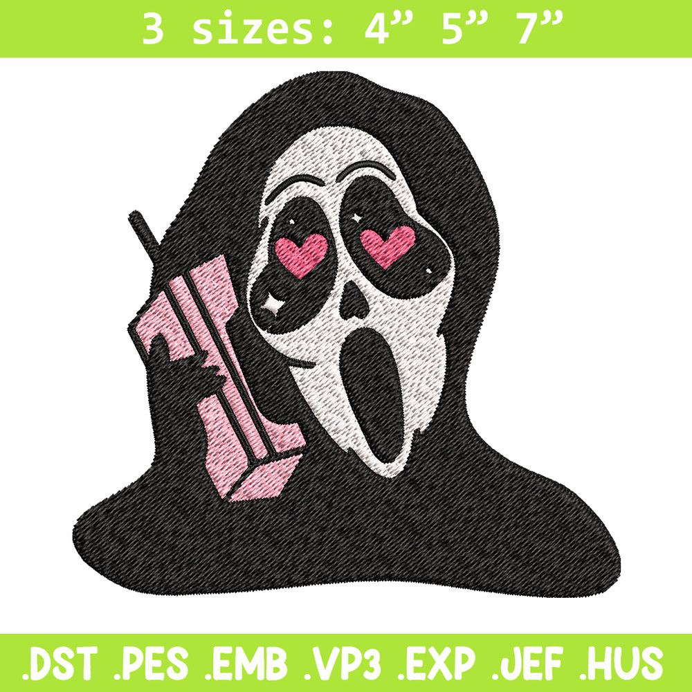 Ghost Face Call Me Embroidery design, Ghost Face Embroidery, Embroidery File, Horror design, Digital download..jpg