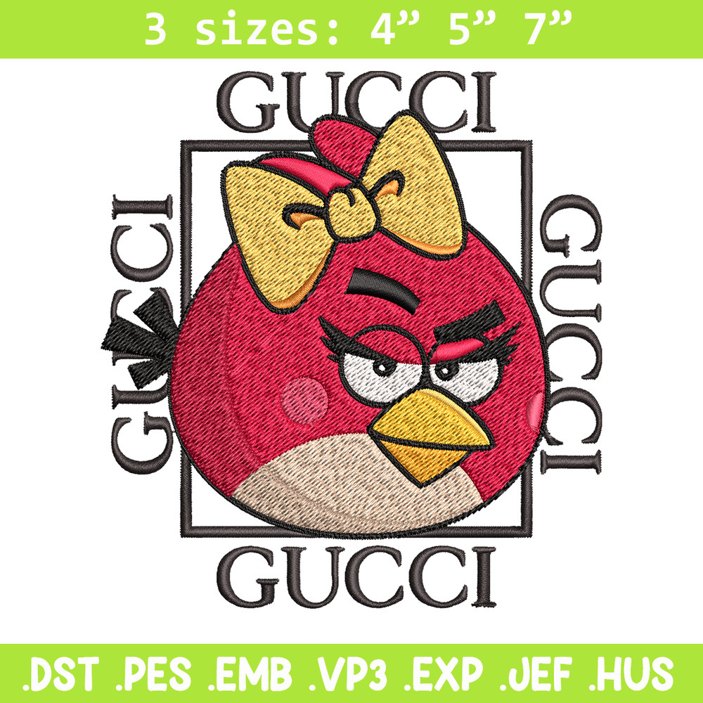 Girl Bird gucci Embroidery design, Angry Birds Embroidery, cartoon design, Embroidery File, logo shirt, Digital download.jpg