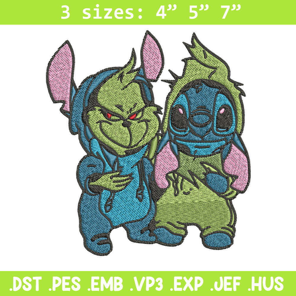 Grinch and Stitch Embroidery design, Grinch and Stitch Embroidery, cartoon design, logo shirt, Digital download..jpg