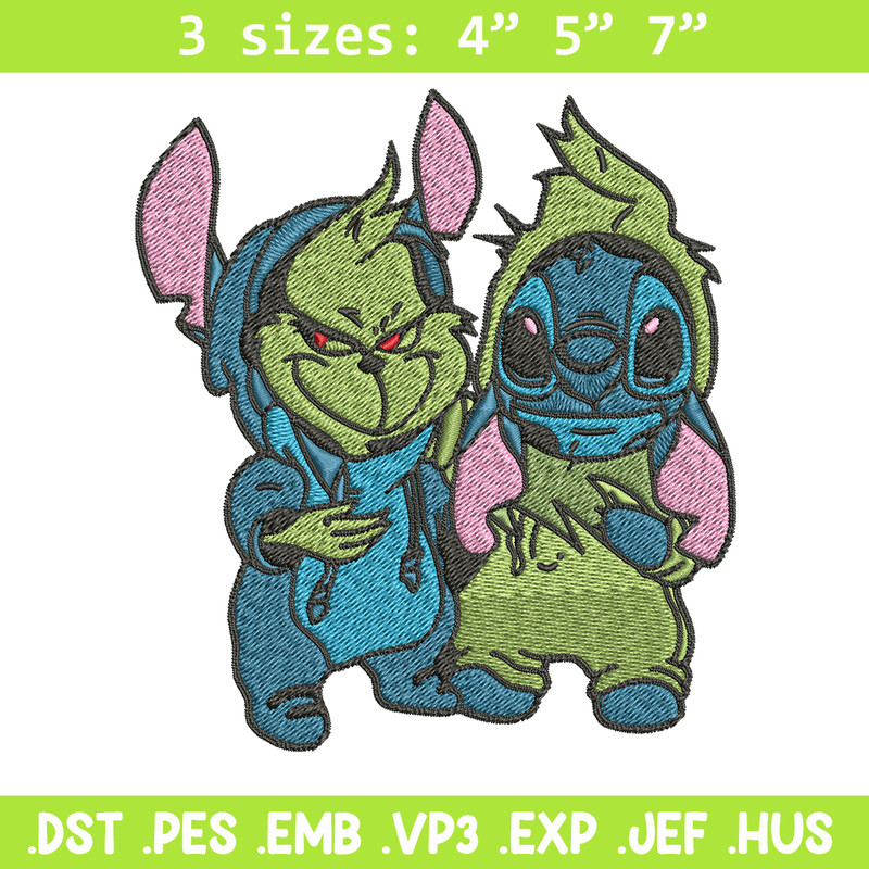 Grinch and Stitch Embroidery design, Grinch and Stitch Embroidery, cartoon design, logo shirt, Digital download..jpg