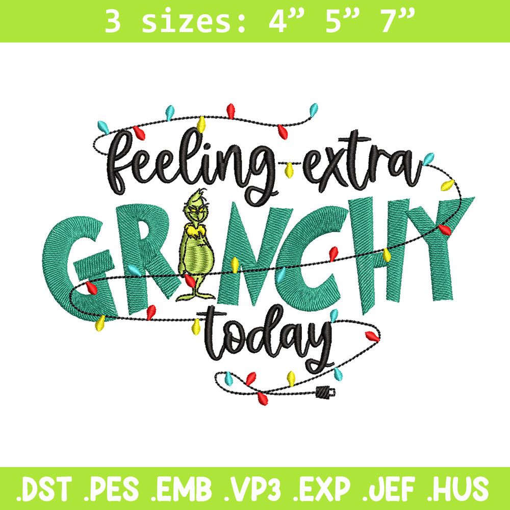 Grinchy today embroidery design,Grinch embroidery, Chrismas design, Embroidery shirt, Embroidery file, Digital download..jpg