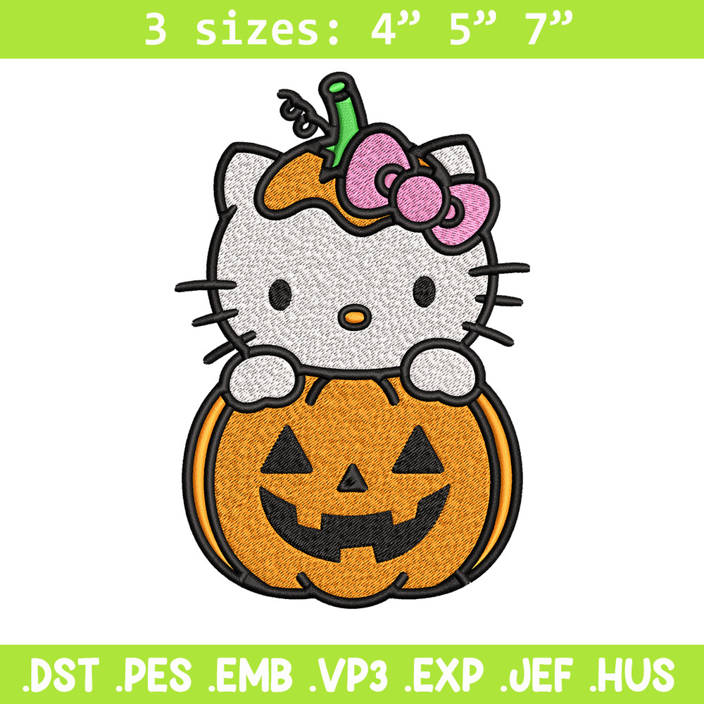 Hello Kitty With Pumpkin Embroidery design, Hellokitty Embroidery, cartoon design, Embroidery File, Digital download.jpg