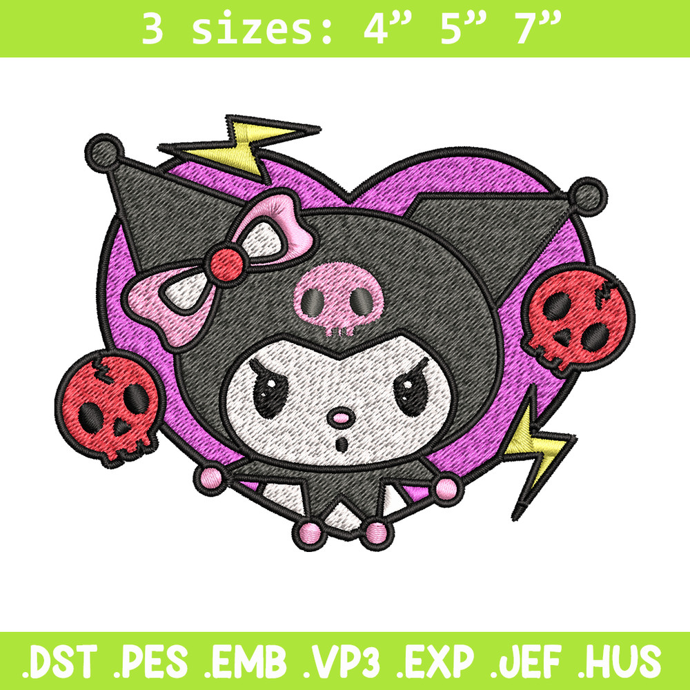 Kuromi Embroidery design, Hello Kitty Embroidery, cartoon design, Embroidery File, cartoon shirt, Digital download.jpg