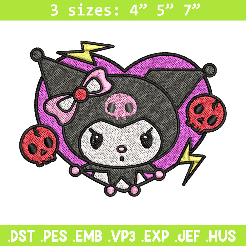 Kuromi Embroidery design, Hello Kitty Embroidery, cartoon design, Embroidery File, cartoon shirt, Digital download.jpg