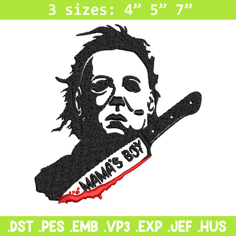 Mama's Boy Embroidery design, Michael Myers Embroidery, Embroidery File, Halloween design, Digital download..jpg