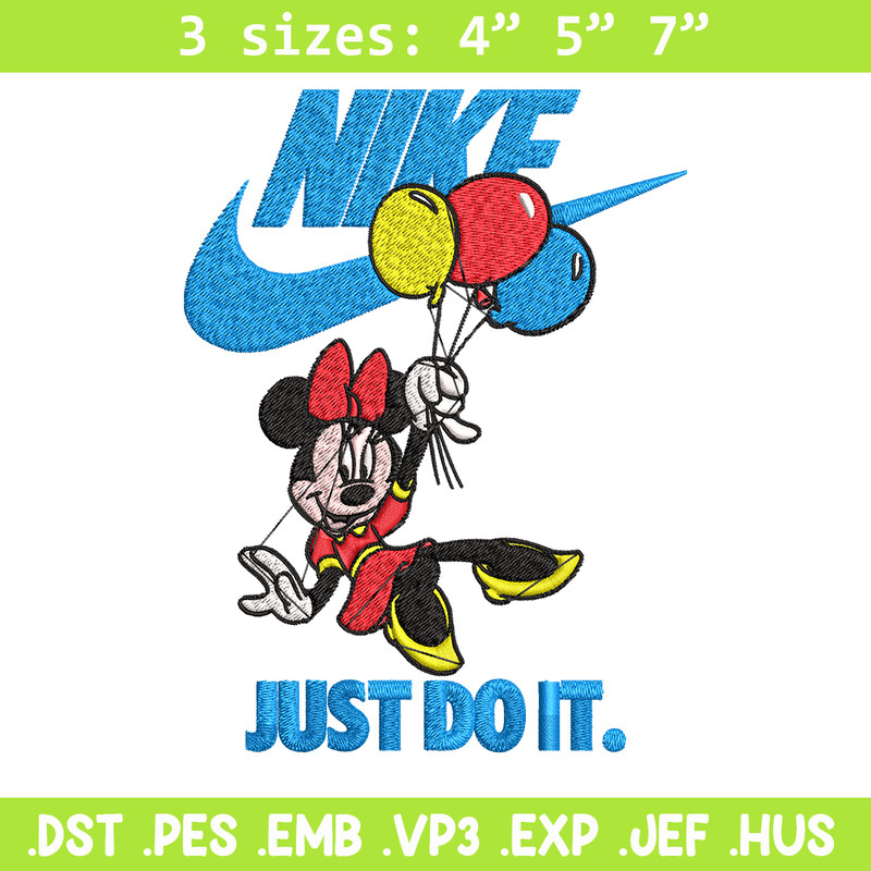 Minnie Mouse holding balloon Nike Embroidery design, Disney Embroidery, Nike design, Embroidery file, Instant download..jpg