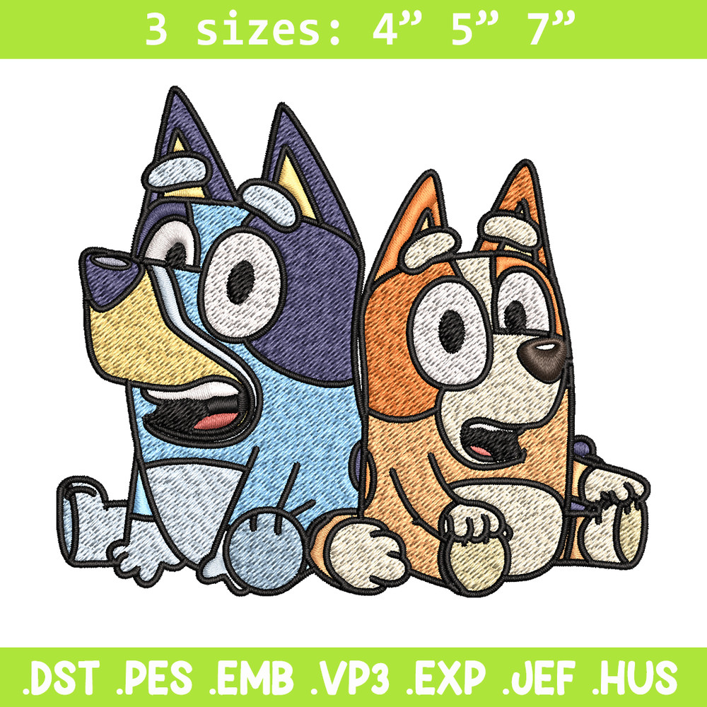 Bluey and Bingo Embroidery, Bluey Embroidery, Embroidery File, cartoon design, cartoon shirt, Digital download..jpg