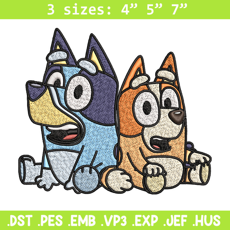 Bluey and Bingo Embroidery, Bluey Embroidery, Embroidery File, cartoon design, cartoon shirt, Digital download..jpg