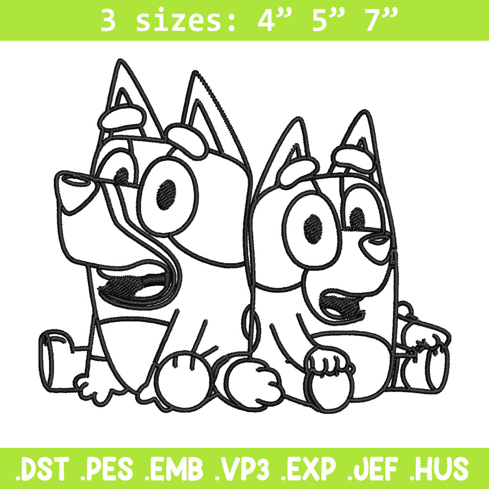 Bluey Bingo Coloring Pages Embroidery, Bluey Embroidery, Embroidery File, cartoon design, logo shirt, Digital download..jpg