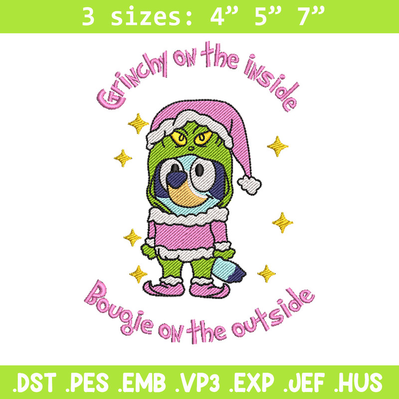 Bluey grinchy embroidery design, Bluey embroidery, Chrismas design, Embroidery file, Embroidery shirt,Digital download.jpg