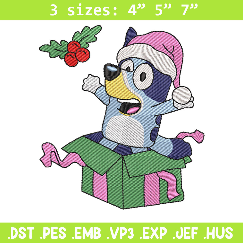 Bluey merry embroidery design, Bluey embroidery, Chrismas design, Embroidery file, Embroidery shirt, Digital download.jpg