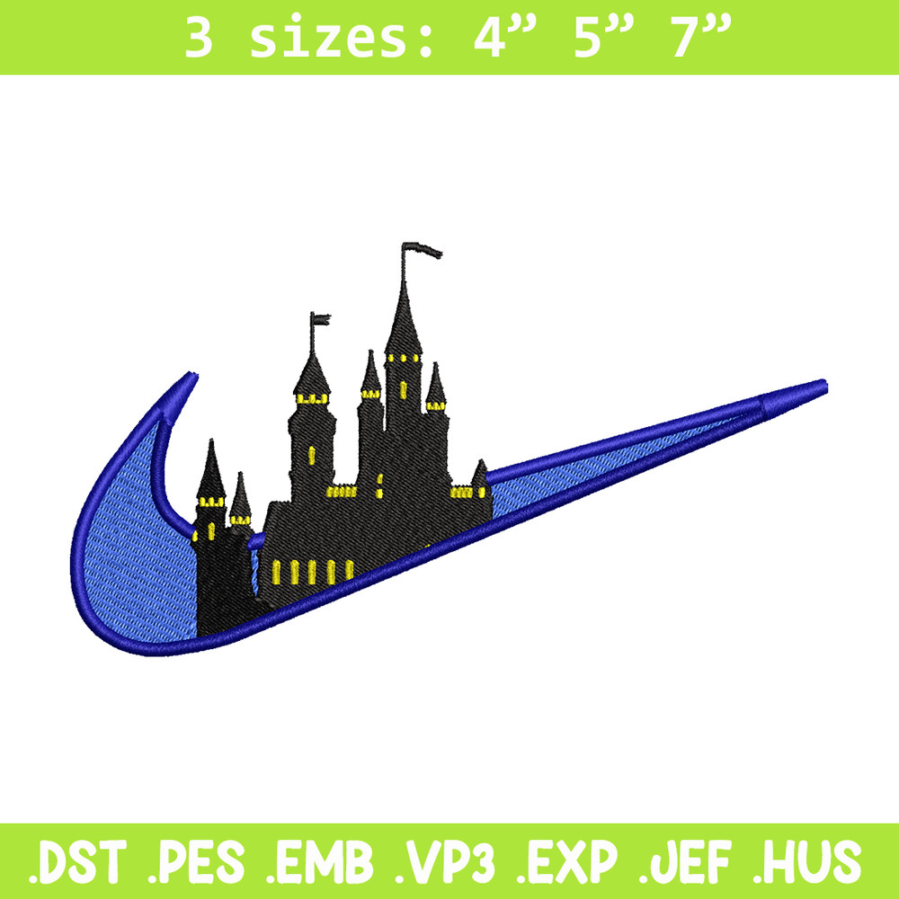 Castle Nike embroidery design, Castle embroidery, nike design, embroidery file, logo shirt, Digital download.jpg