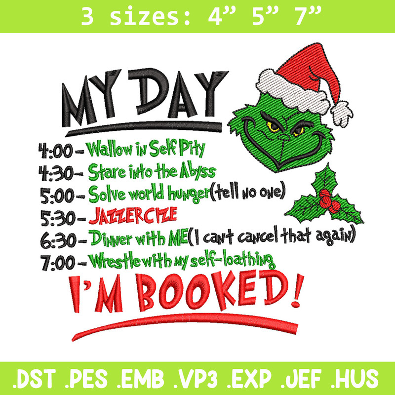 Grinch my day embroidery design, Grinch embroidery, Chrismas design,Embroidery shirt, Embroidery file, Digital download.jpg
