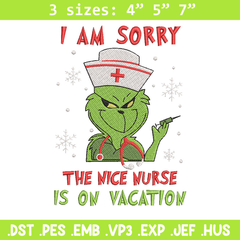 Grinch nurse embroidery design,Grinch embroidery,Chrismas design, Embroidery shirt, Embroidery file, Digital download.jpg