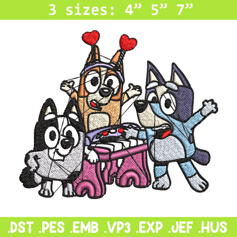 Happy birthday bluey Embroidery, Bluey Embroidery, Embroidery File, cartoon shirt, cartoon design, Digital download..jpg