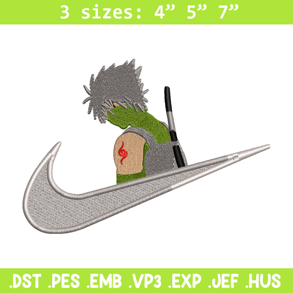 Kakashi Hatake Nike embroidery design, Naruto embroidery, nike design, anime design, anime shirt, Digital download.jpg