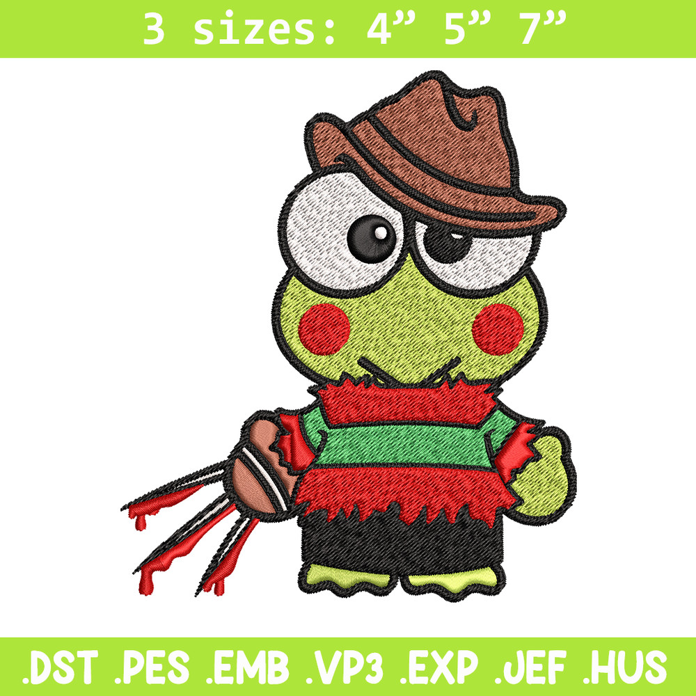 Keroppi Freddy Krueger Embroidery design, Horror Embroidery, horror design, Embroidery File, Digital download..jpg
