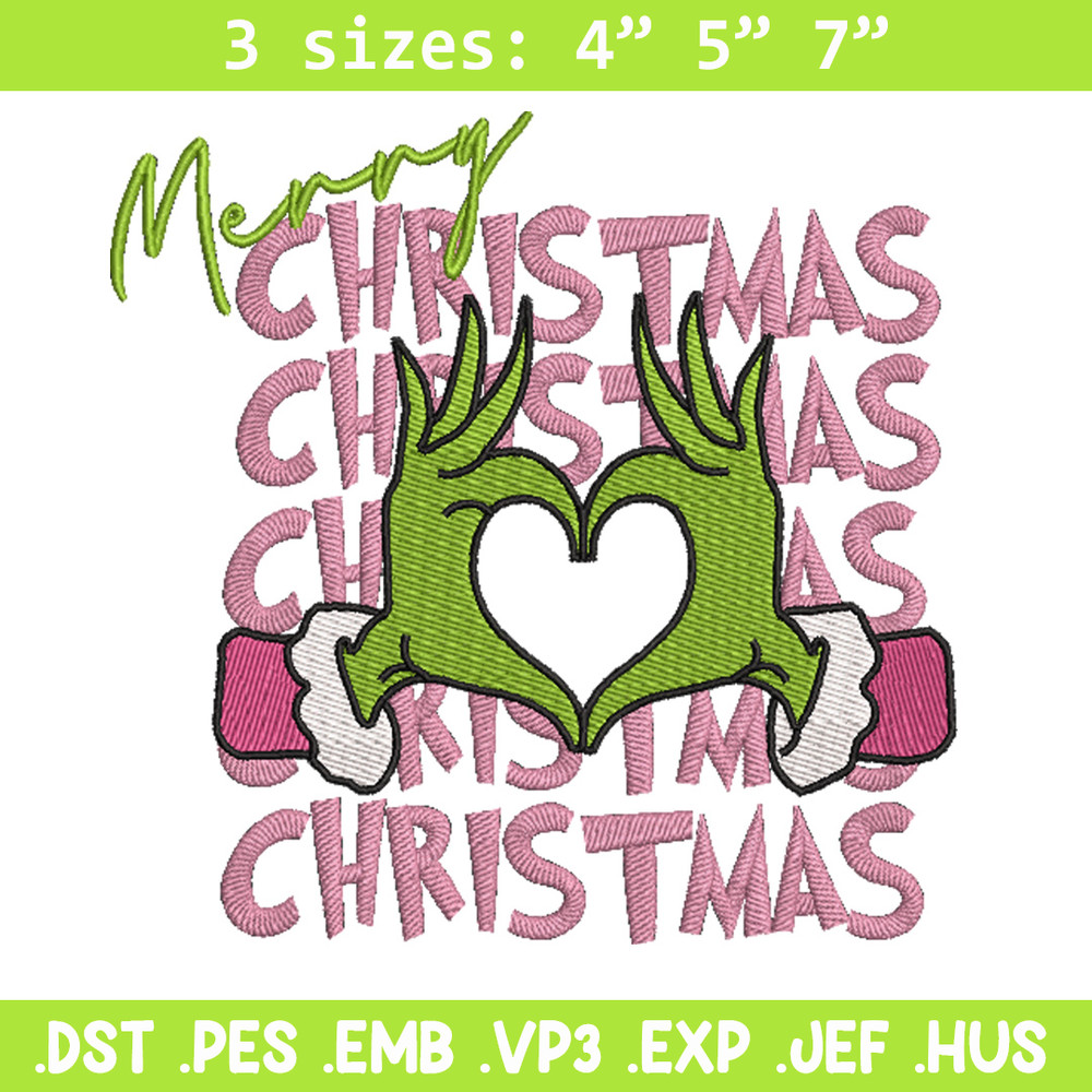 Merry chrismas embroidery design, Grinch embroidery, Chrismas design,Embroidery shirt, Embroidery file, Digital download.jpg