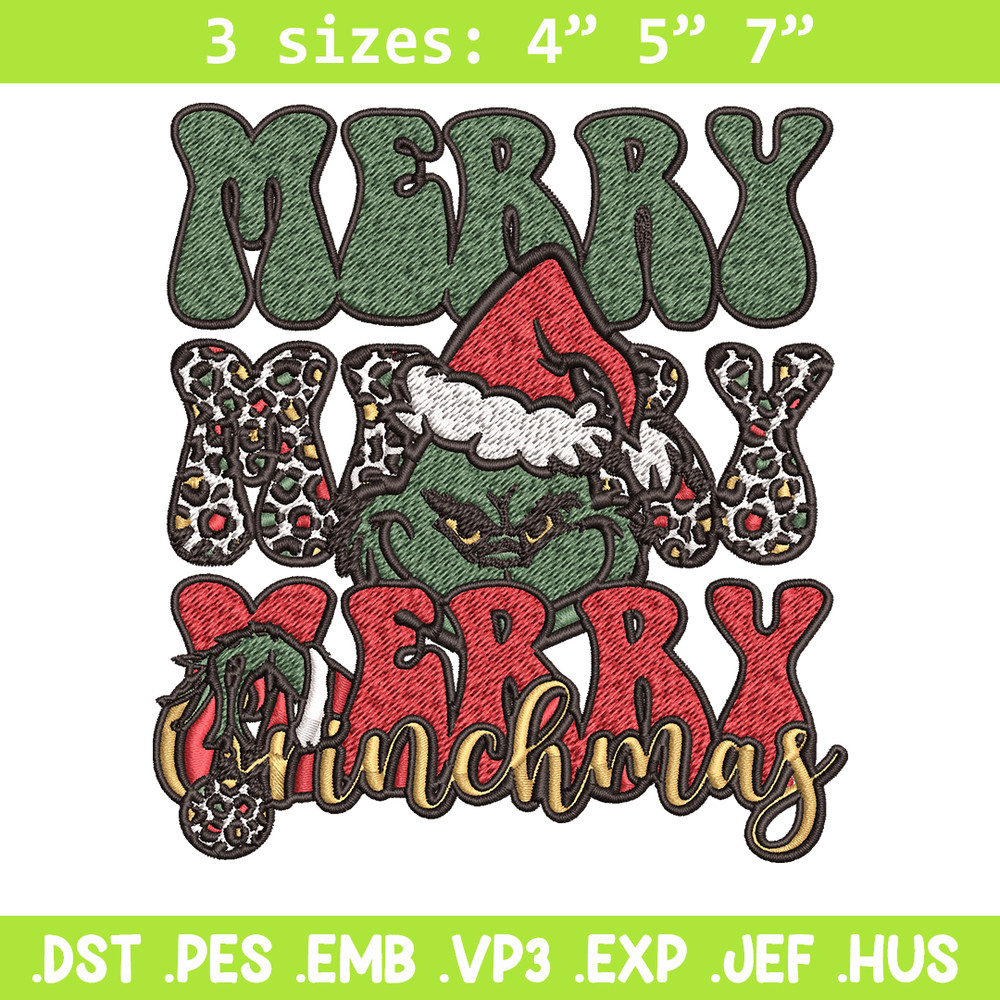 Merry Christmas Grinch Embroidery design, Grinch christmas Embroidery, logo design, Embroidery File, Instant download.jpg
