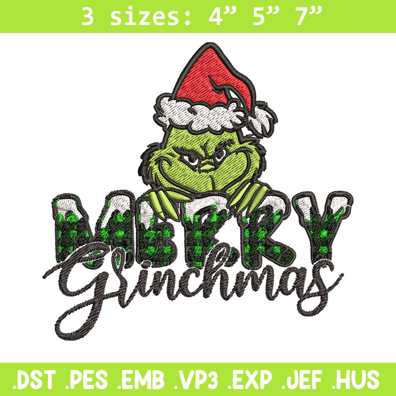 Merry Grinch Embroidery design, Grinch Merry Christmas Embroidery, Grinch design, Embroidery File, Digital download..jpg